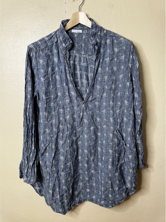 Free People Dresses & Skirts - Free People x CP Shades Women’s 100% Linen Blue Print Dress Large